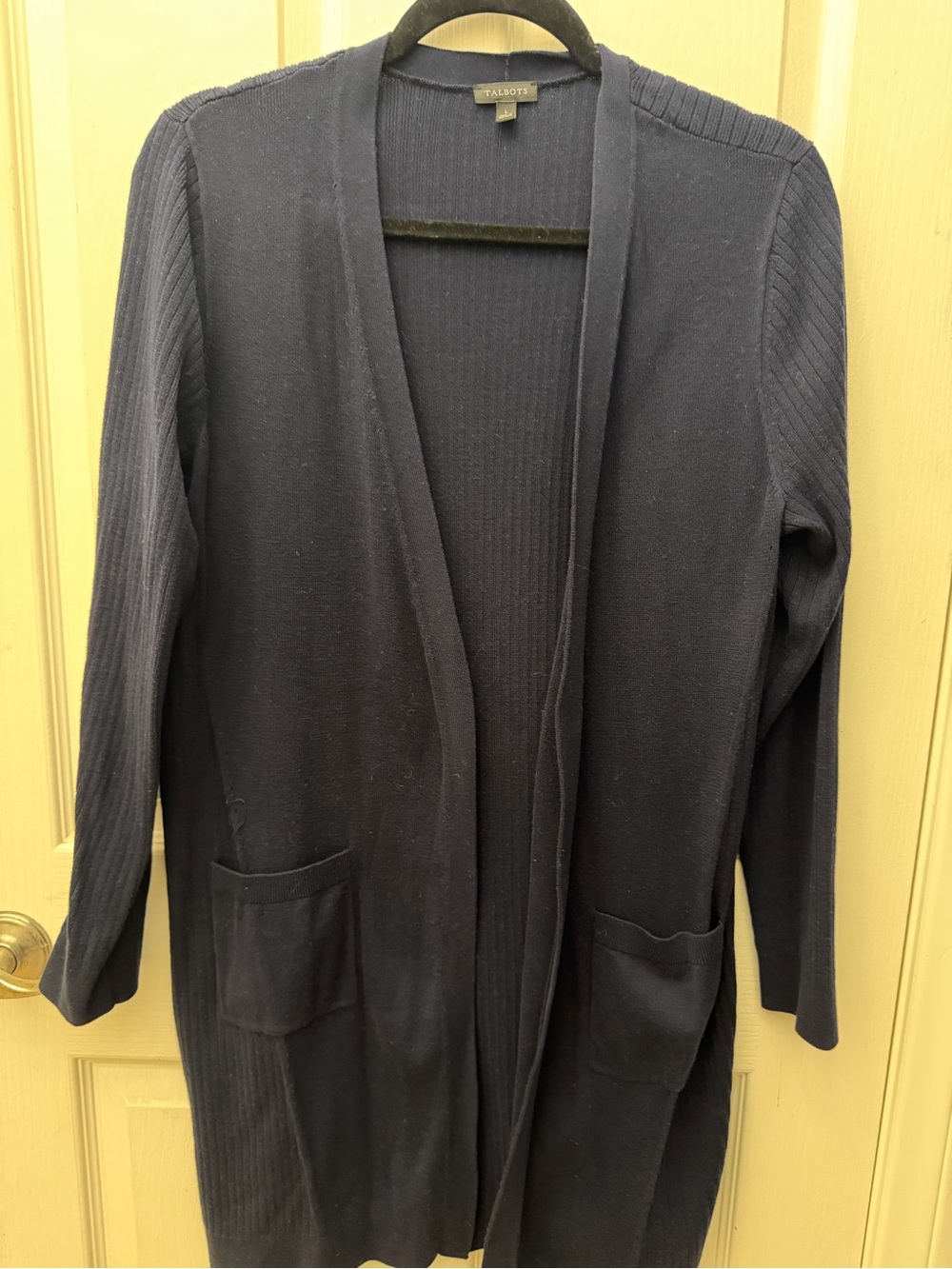 Talbots Dark Navy Open-Front Long Cardigan